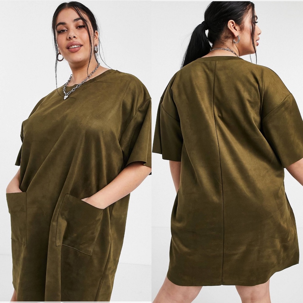 ASOS DESIGN CURVE Suede T-Shirt Dress